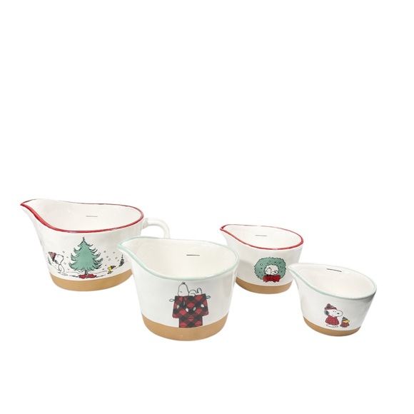 NEW Rae Dunn/Peanuts Snoopy CHRISTMAS TREE Measuring Cups Set/4 - Picture 3 of 6